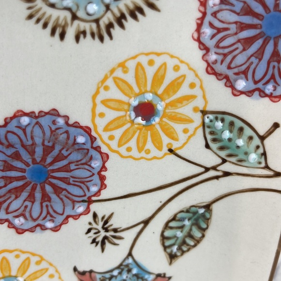 Signes Grimalt Square Plates Set of 2 Bohemian Print Decorative Serving Painted - Picture 8 of 10